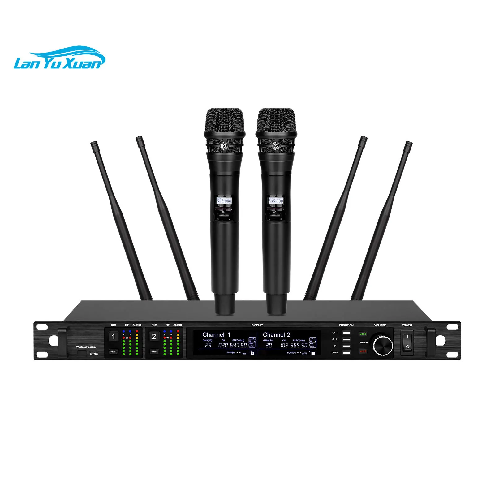 

MY-2000 2 Channel Wireless Microphone Professional Stage Performance Cordless Church Mic UHF Outdoor