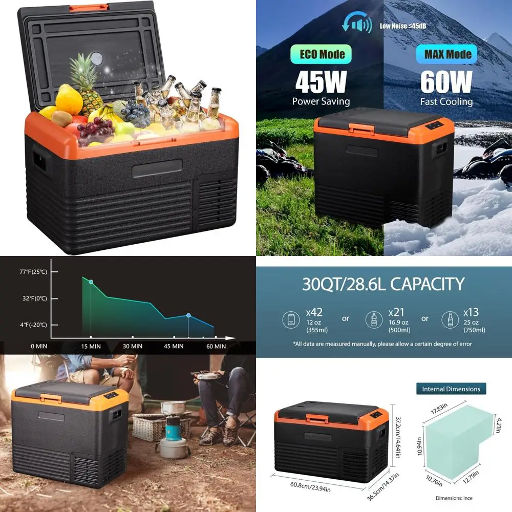 Portable 12V Car Freezer, 30 Quart Alpine Cool Refrigerator, Fast Cooling Vehicle Cooler for RV and Trucks