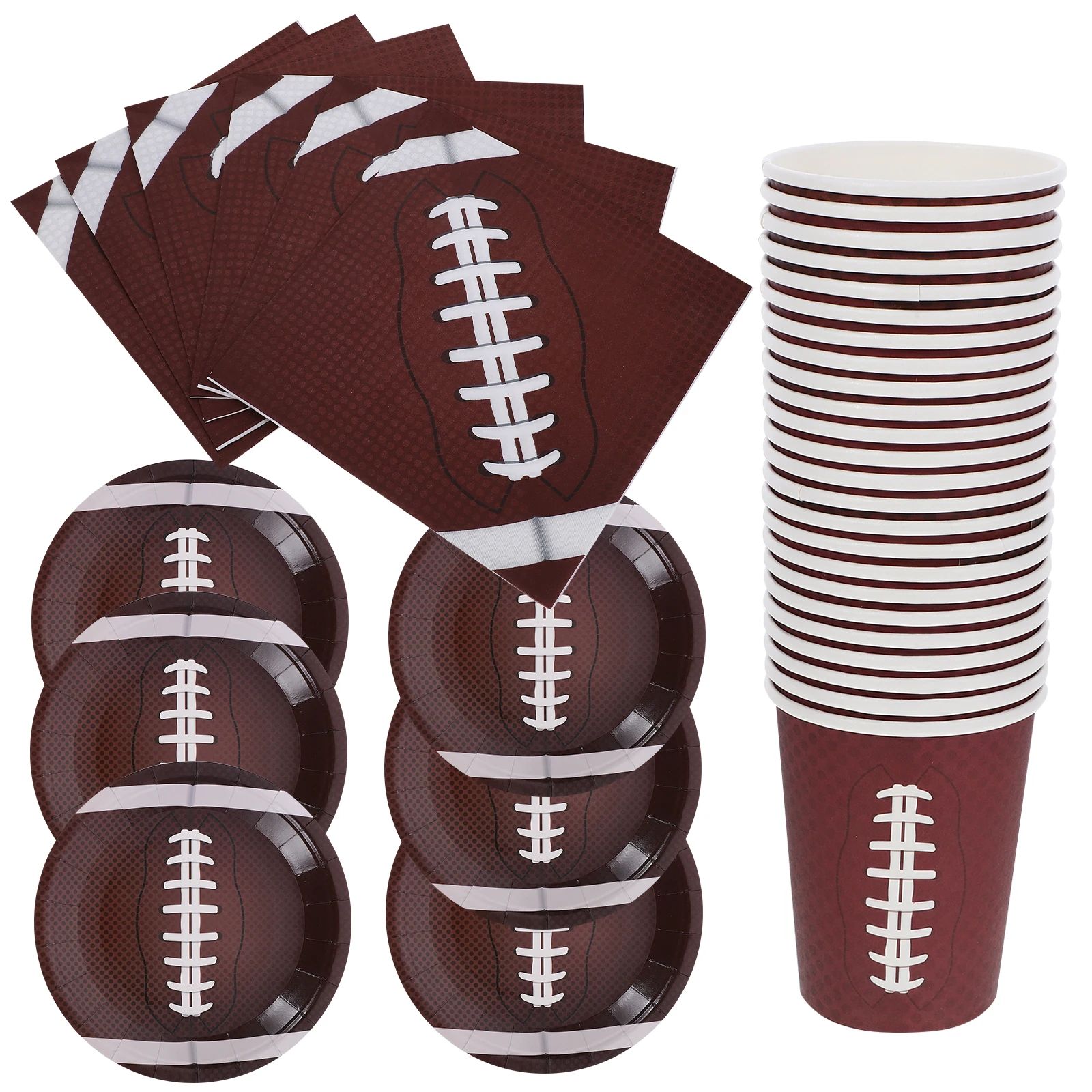 

1 set Rugby Dinnerware Set 7 Inch 9 Inch Plates Napkins Cups Paper Large Rugby Themed Party Napkins Capacity Party