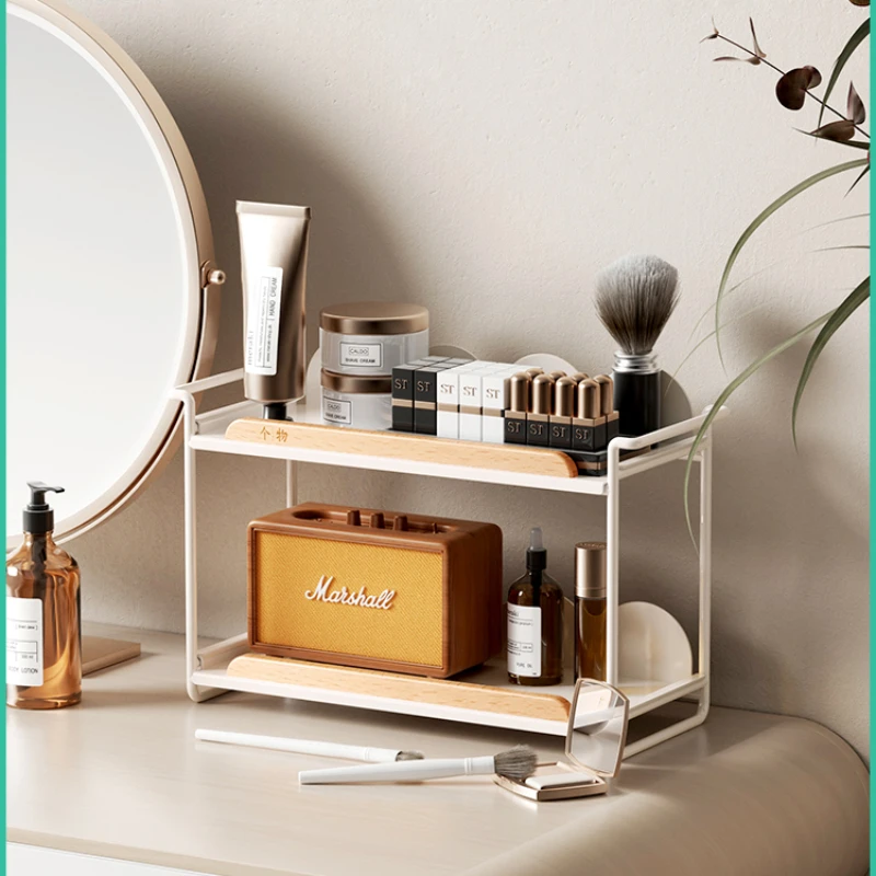 Minimalist Double-Layer Storage Shelves, Double-Walled Design for Cosmetics, Shower Essentials, Double-Layer Organization