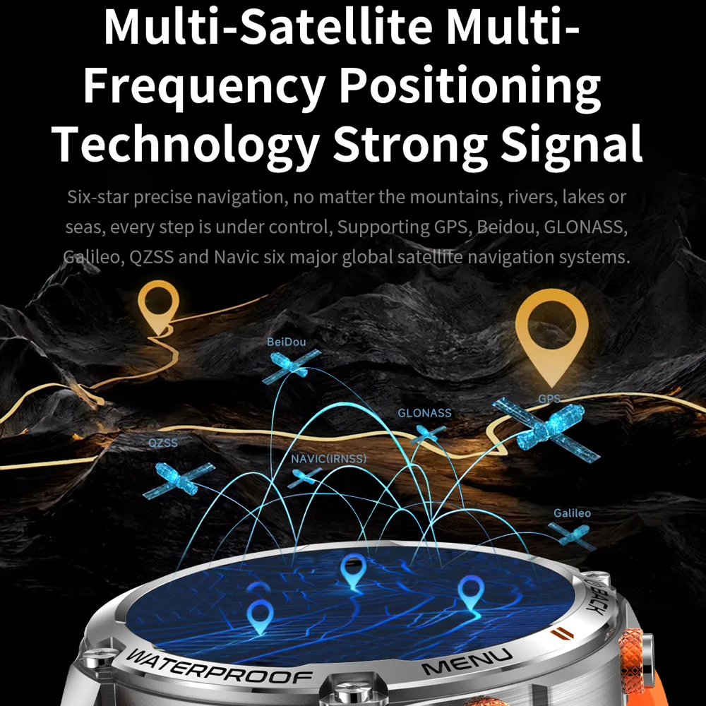 Jam Tangan Pintar GPS Luar Ruangan Layar AMOLED Kompas Barometrik Altimeter Album Panggilan BT Jam Tangan Pintar Pengingat Informasi Panggilan Video
