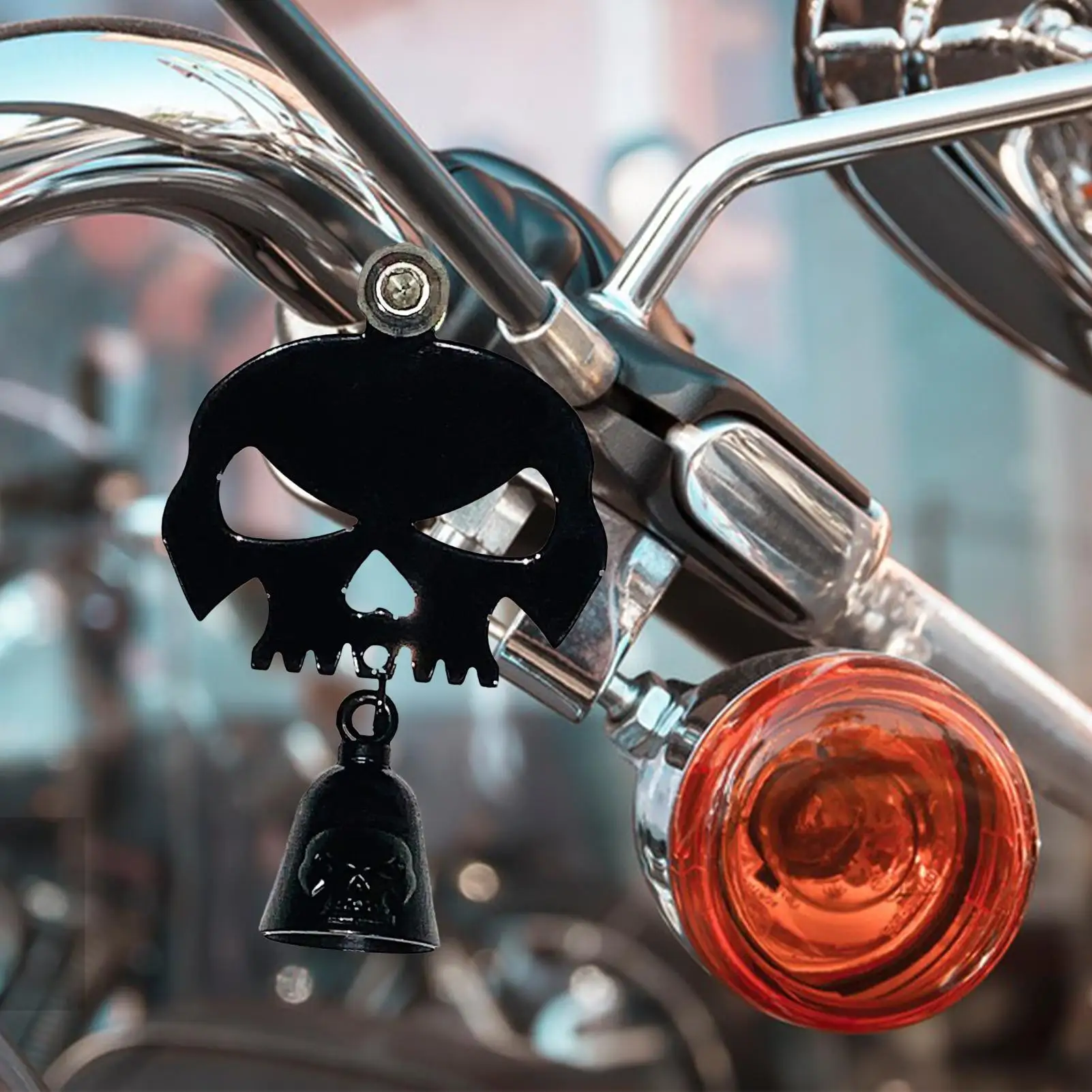 Skull Bell Hanger Mount Motorcycle Luck Bell With Skull Hanger Metal Rider Riding Accessory Pendants For Cyclists Men Boyfriend 4