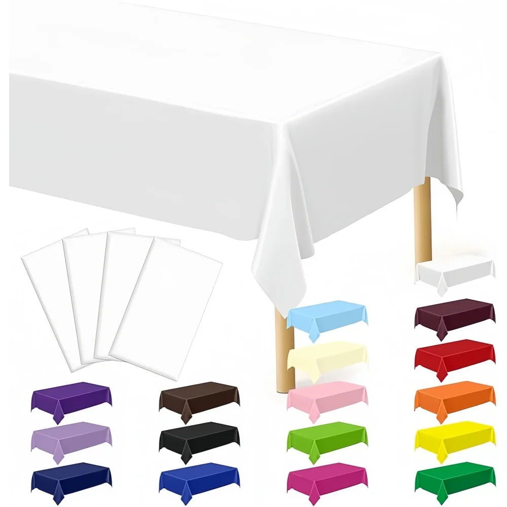 1PC 137X274cm Solid  Tablecovers Plastic Tablecloth for Wedding Decoration Birthday Party Supplies Table Decor