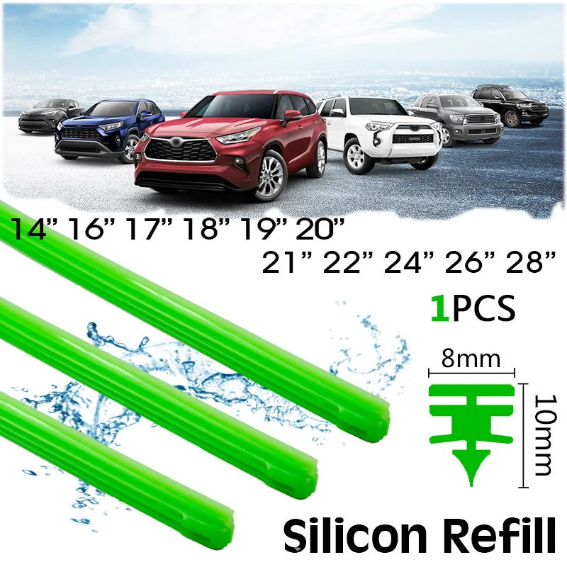 

1 PCS Silica Gel Car Wiper Blade Silicon Refill Strips 8mm for Hybrid Type Wiper Blade 14"16"17"18"19"20"21"22"24"26"28"