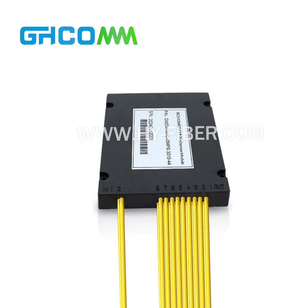 6CH to 8CH Dual Fiber 100GHz DWDM MUX/DEMUX Module ABS Enclosure Box, Bidirectional TX RX 1M 2.0mm Fiber Pigtail Cable