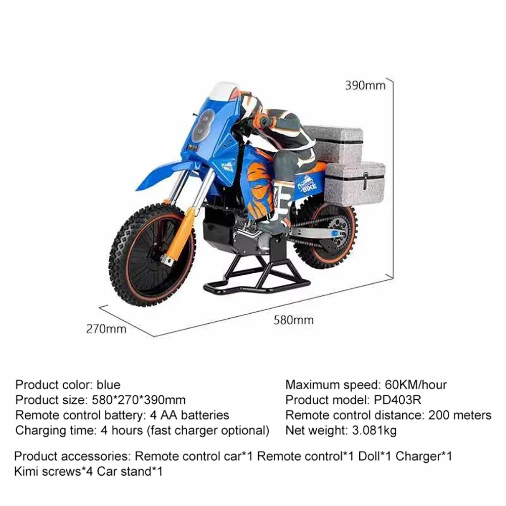 PDracing 1/4 RTR 2S Afstandsbediening Motorfiets Off-road Racing Elektrische Borstelloze RC Model Motorfiets Volwassen Kinderspeelgoed