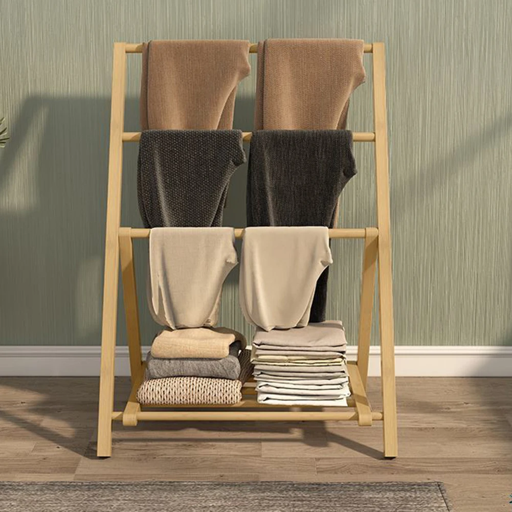 

Бамбуковые отдельно стоящие деревянные вешалки с полкой для хранения, складная полка для хранения, водонепроницаемая подставка для одеял для домашней стирки