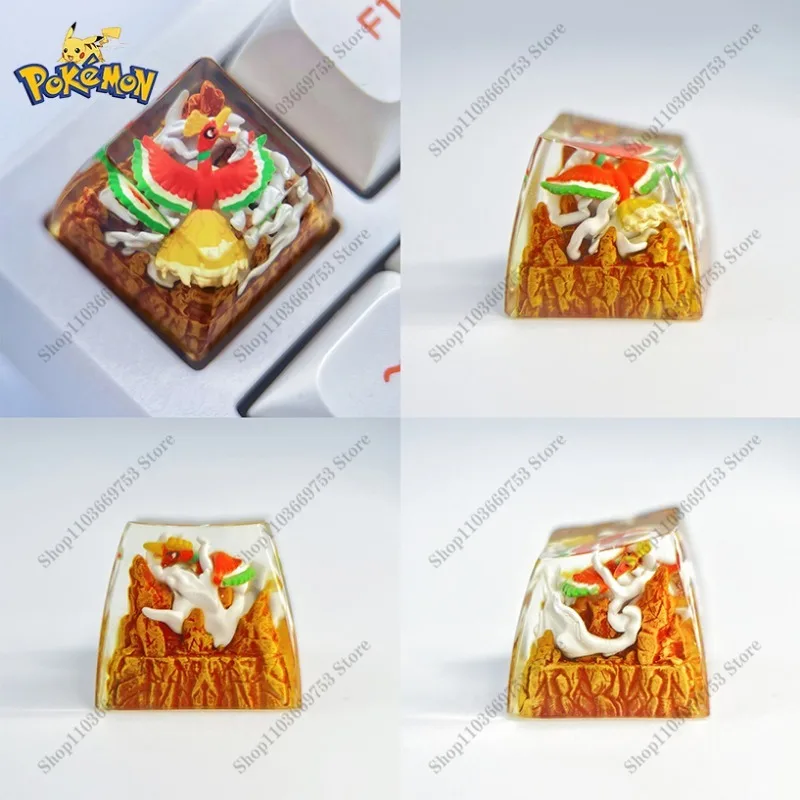 Pokemon Anime Keycaps Ho-Oh Resin Transparent Stereoscopic Customized Mechanical Keyboard Keys Cute Keyboard Accessories Gifts