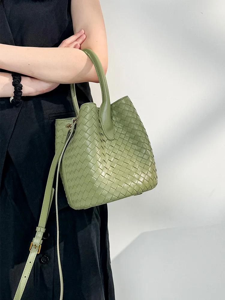 

High-End Hanrted Top-Layer eepskin Buet Bag Tote Bag Faionable mat Women's Handbag Crossbody Satchel