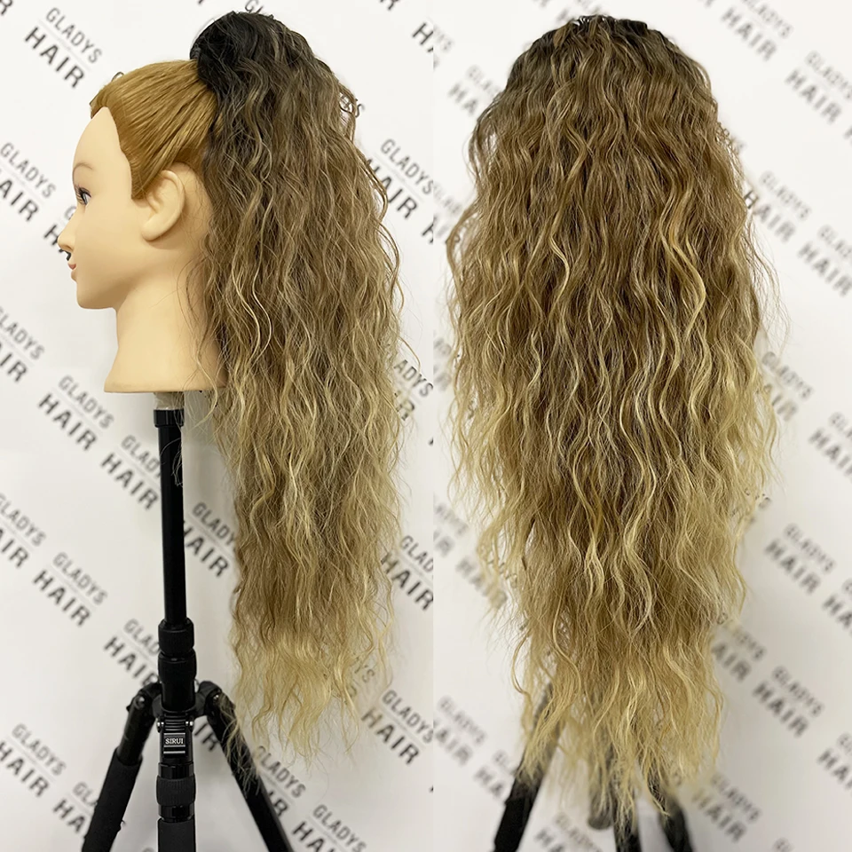 Gladys Heat Resistant Synthetic Fiber Curly Drawstring Ponytai Hair Extension for Black Women