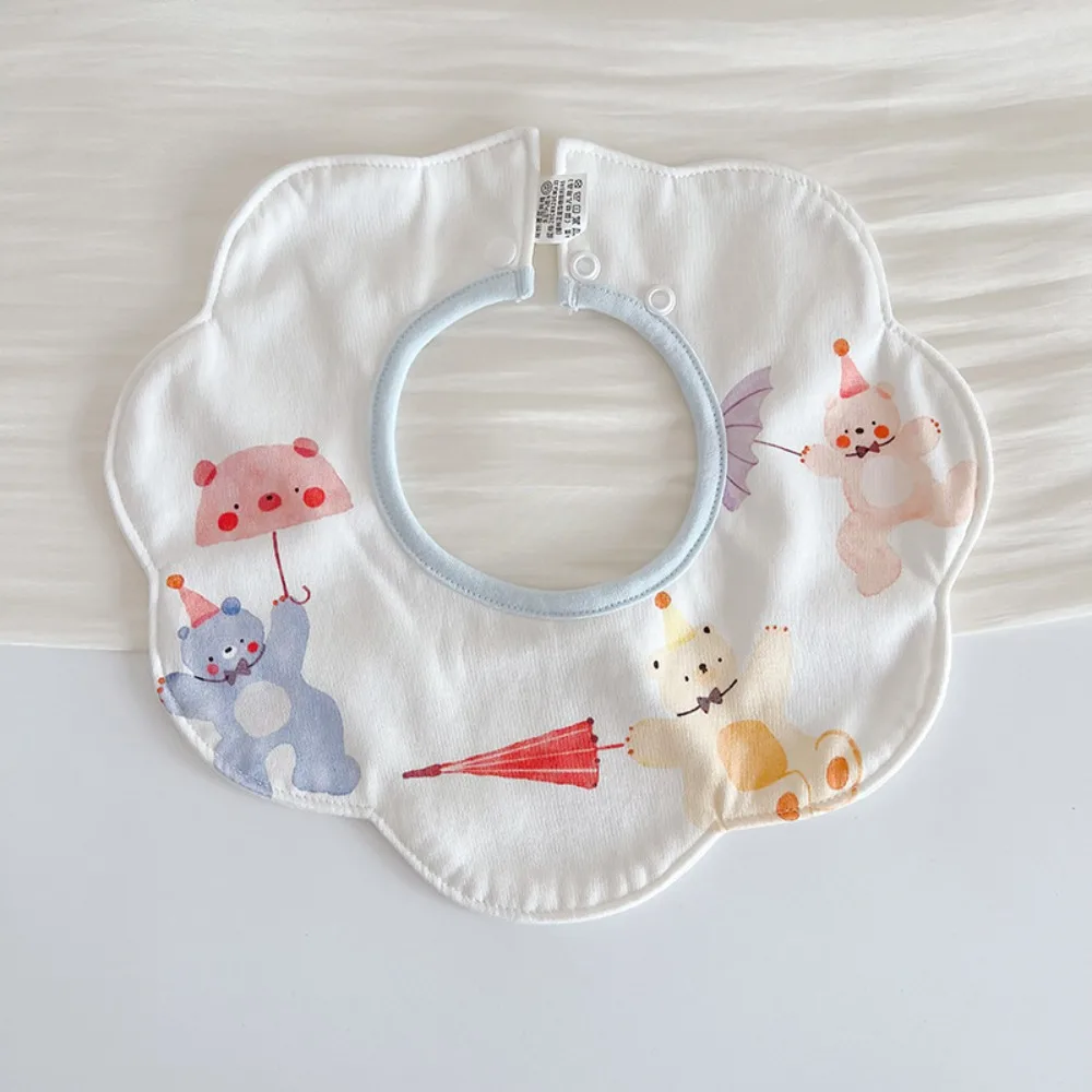 

Cartoon Anti-vomiting Bibs Flower Shape Rotatable Baby Cotton Bibs Cotton Yarn Round Neck Saliva Towel Neck Wear Accessories