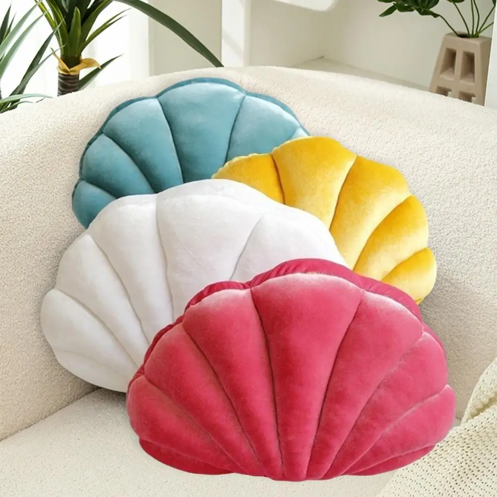 Velvet Shell Pillow Ocean Themed Cushion Ocean Beach Theme Seashell Decorative Throw Pillow for Home Sofa Office Couch Soft