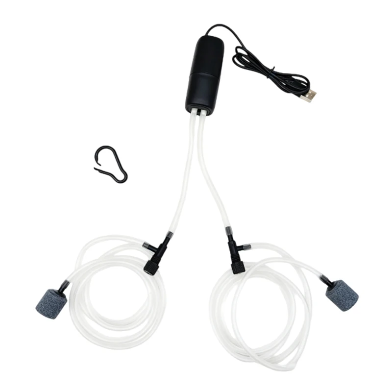 USB Aquarium Oxygen Air Pump Portable Mini Dual-hole Silent Air Compressor Aerator Fish Tank Adjustable Air Volume Accessories