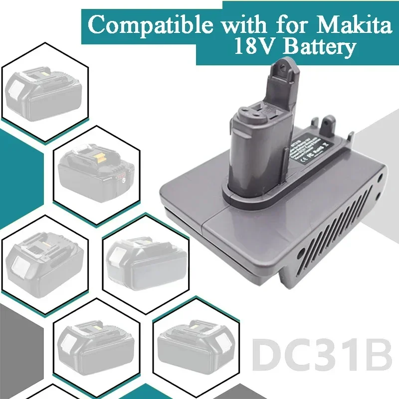 MT31B DW31B MIL31B BOS31B Adapter for Makita/DeWalt/Milwaukee/Bosch 18V Batteries Convert To for Dyson Type B Vacuum Cleaners