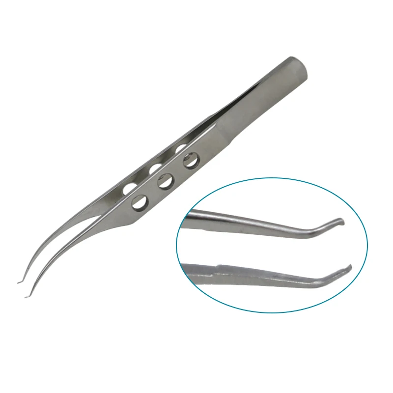 Eyelid Forceps Colibri Toothed Forceps Curved Head Fine Tips Tweezers Ophthalmic Eye Instrument Stainless Steel