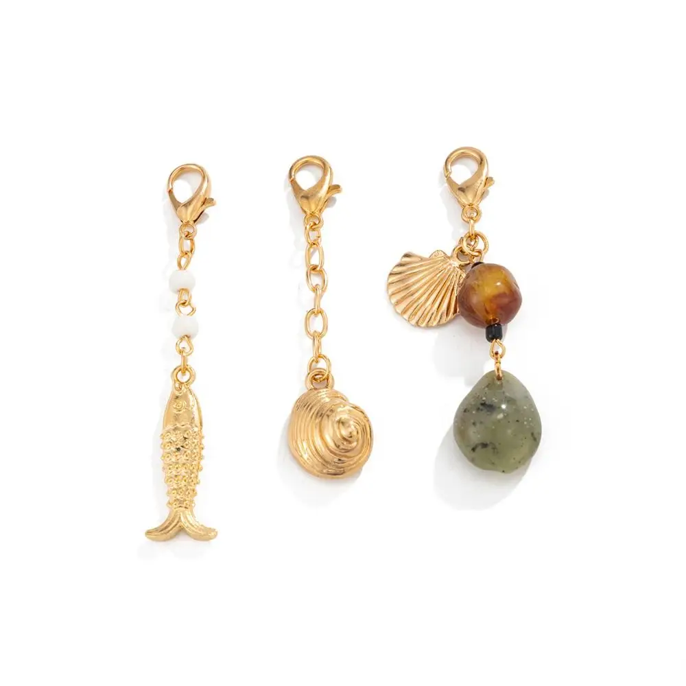 Lovely Hanger Fish Conch Shell Keychain DIY Alloy Bikini Pendant Creative Ocean Vacation Style Body Jewelry Women