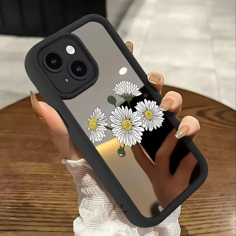 Rose Peony Cactus Flower Phone Case Sky Eye Mirror Phone Case For Iphone 16 12MAX 11 15 Mini 13 Pro X MAX 14 Plus XS Cover