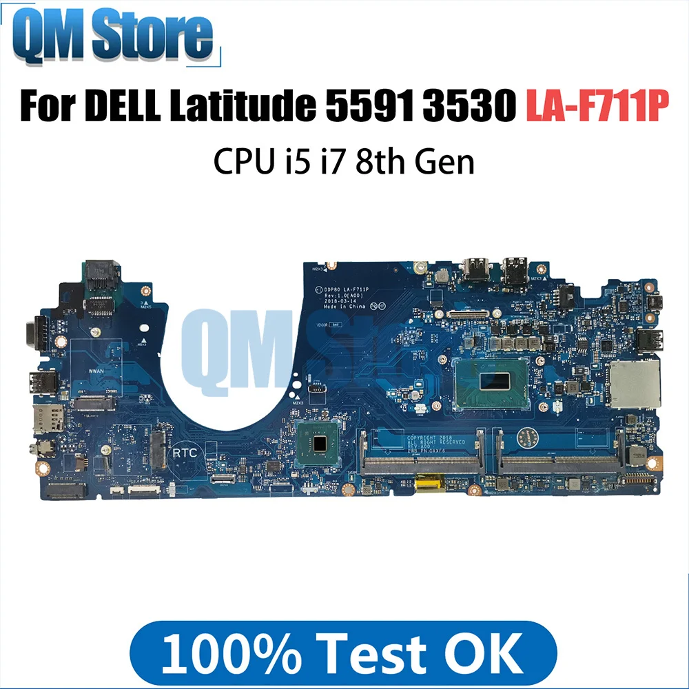 

LA-F711P Mainboard For DELL Latitude 15 5591 E7450 Laptop Motherboard CN-0Y15C1 0DMR52 DDR4 With I5 I7 8th Gen CPU