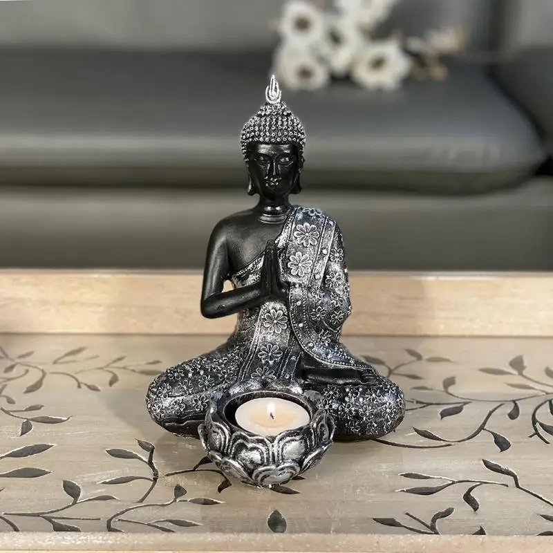 

Buddha Tealight Holder Desk Retro Candle Holder Elegant Tea Light Holder Decorative Sculpture For Meditation Yoga Room Living