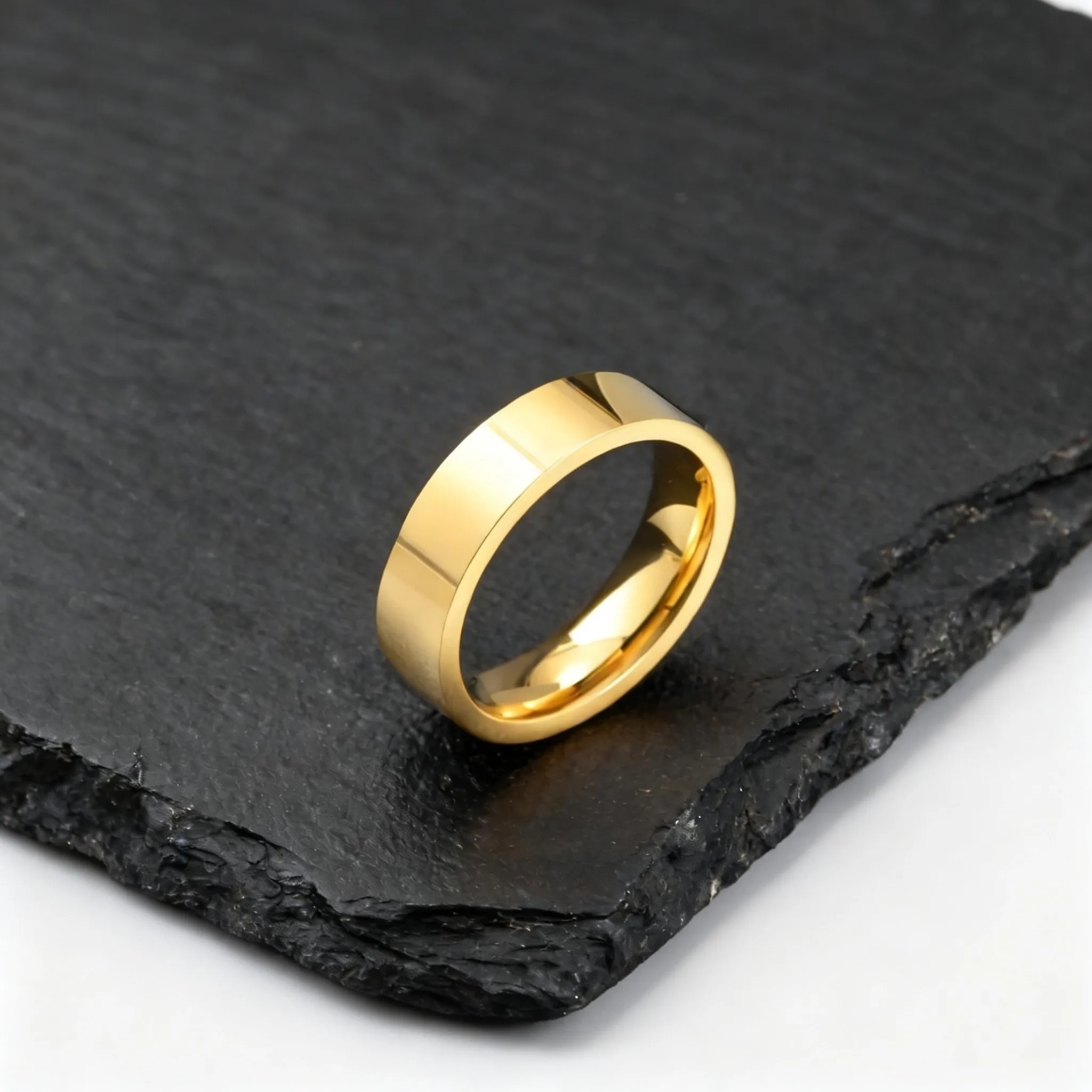 2/4/6/8mm Edelstahl-Biegering für Männer und Frauen, vergoldeter flacher Ehering, Verlobungsring, Geschenk für Vater, Sohn, Ehemann, Ihn – Detail 5