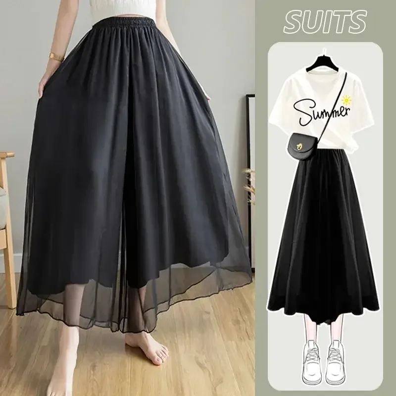 Female Clothing Dress Solid Women\'s 2023 Summer New Loose Versatile Elastic Waist Fashion Elegant Pant Skirt