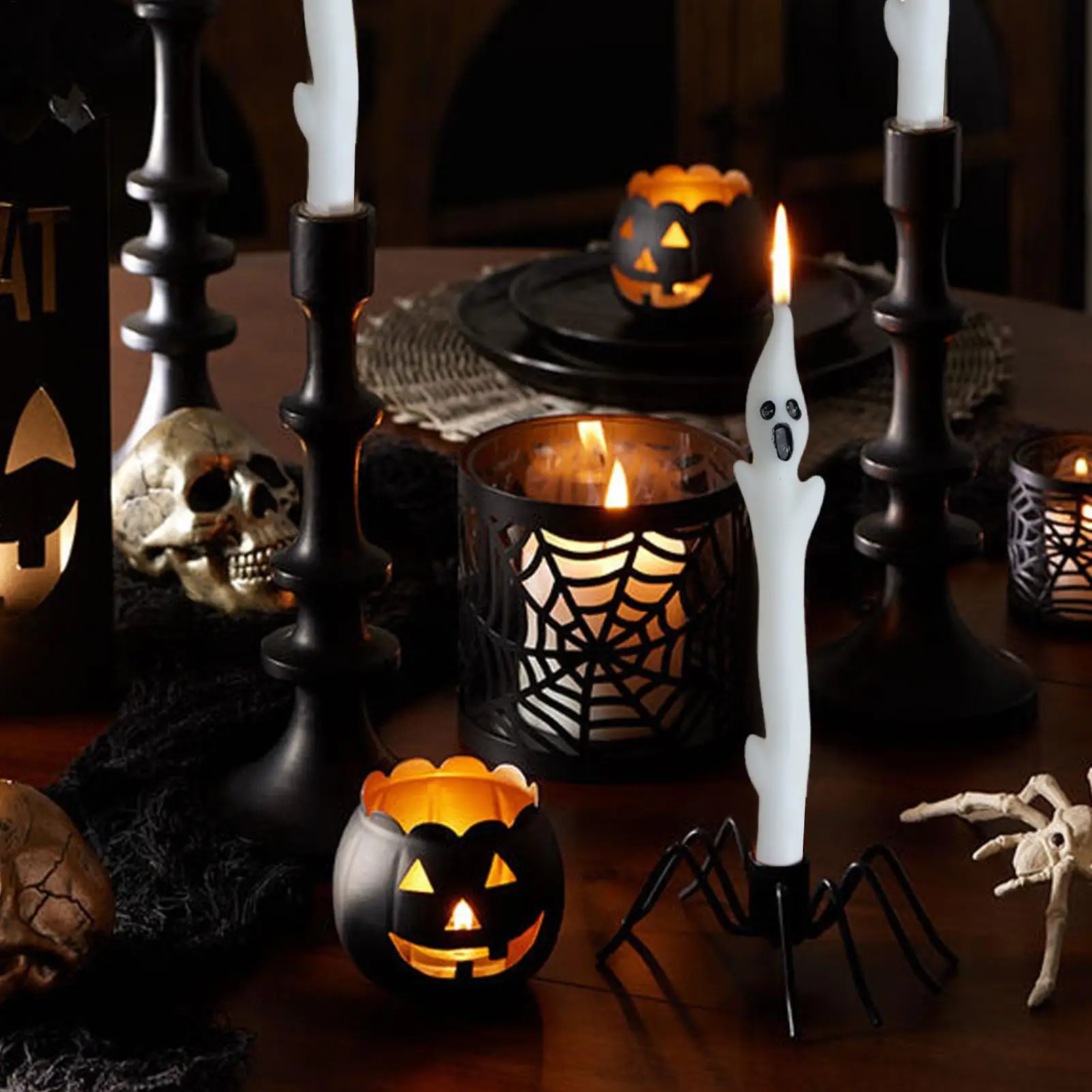 Halloween Candles 2 Pieces Gothic Decorations Halloween Centerpieces Gothic Ghost Candles For Entryway Mantel Dining Table