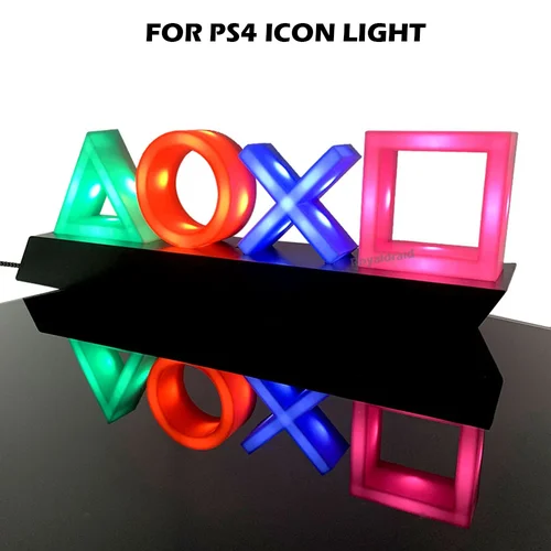 Luz de icono de juego para PS4, Playstation, luz musical, Control por voz, lámpara LED de neón, decoración de ambiente para Bar, USB/alimentado por batería