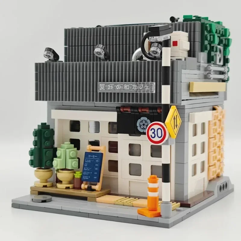 

1116 шт., городские японские летние ресторанные кафе, строительные блоки, модель с видом на улицу, кирпичи со световыми игрушками, детские игрушки «сделай сам», подарок на праздник