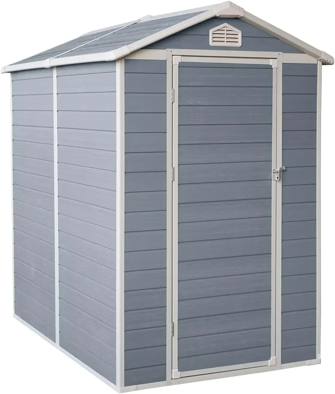 6x4 FT Outdoor Metal Storage Shed with Lockable Door & Metallic Floor Foundation Frame, Utility Outside Tool House for Bal