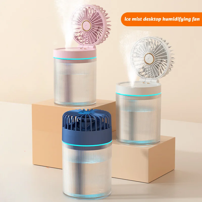 Ventilador de humidificación por agua, miniventilador pequeño USB para escritorio, humidificador de aire frío plegable para el hogar, pulverizador, novedad de verano, 2024
