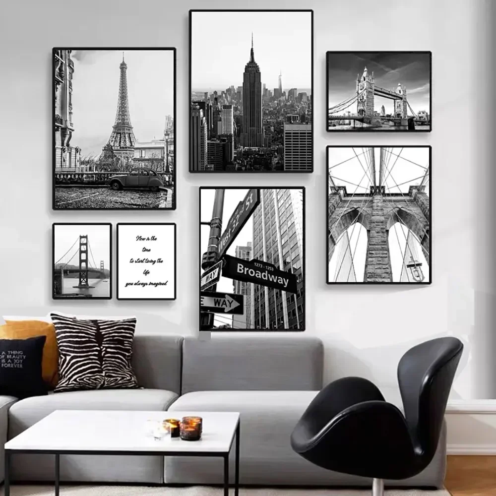 Pósteres e impresiones de paisaje de Nueva York y Londres, monumentos de ciudad moderna, impresión en lienzo, arte de pared para decoración del hogar y la sala de estar