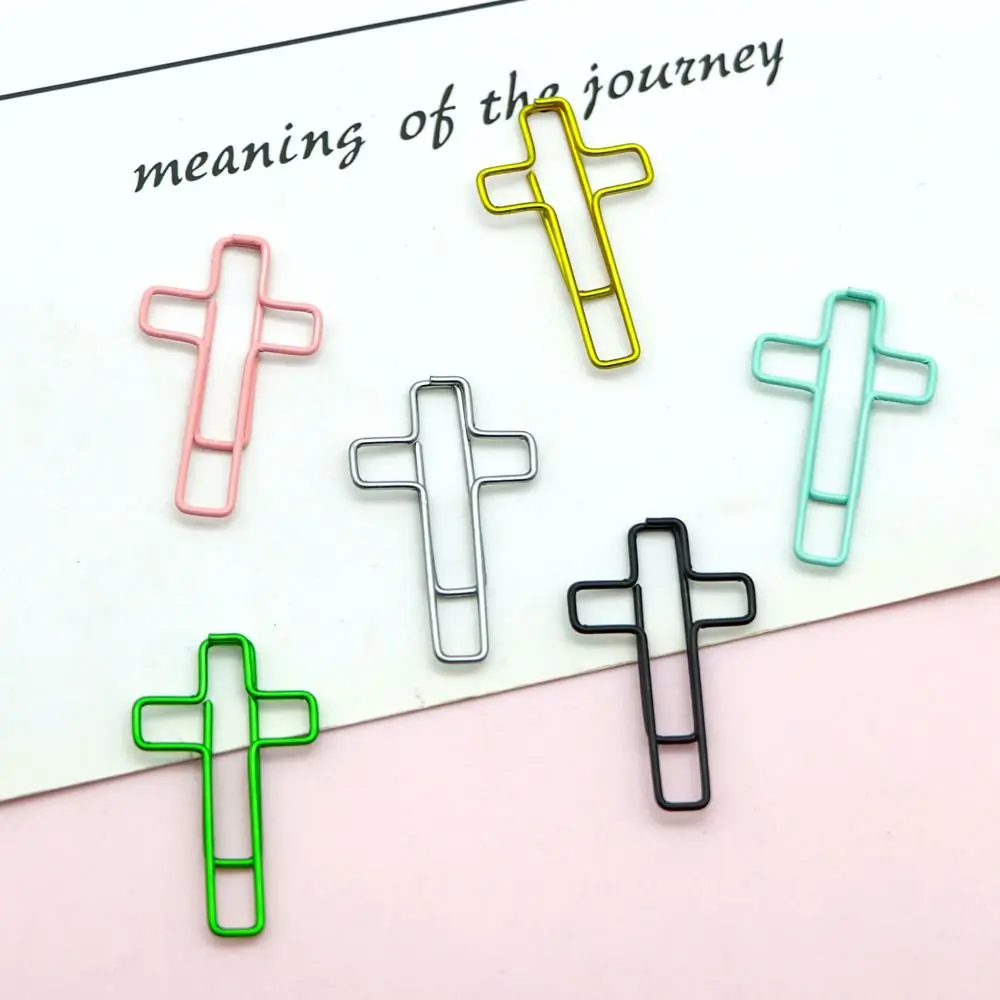 

50pcs High Quality Metal Paper Clip Cross Shape Paper Storage File Classification Clip Bookmarks Students
