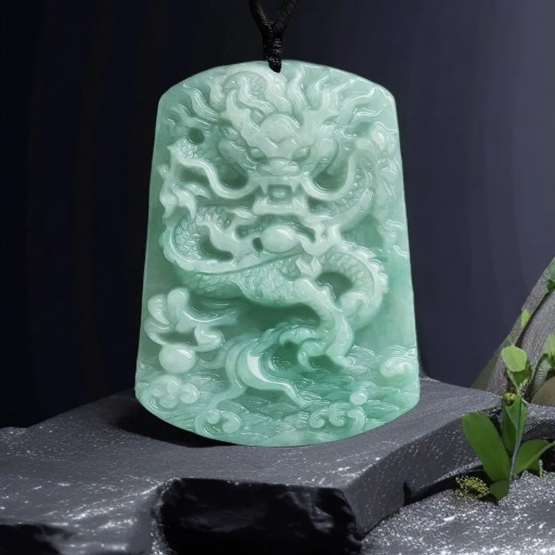 

Кулон из натурального жадеита с властным драконом, кулон со льдом зодиака, мужское и женское нефритовое ожерелье