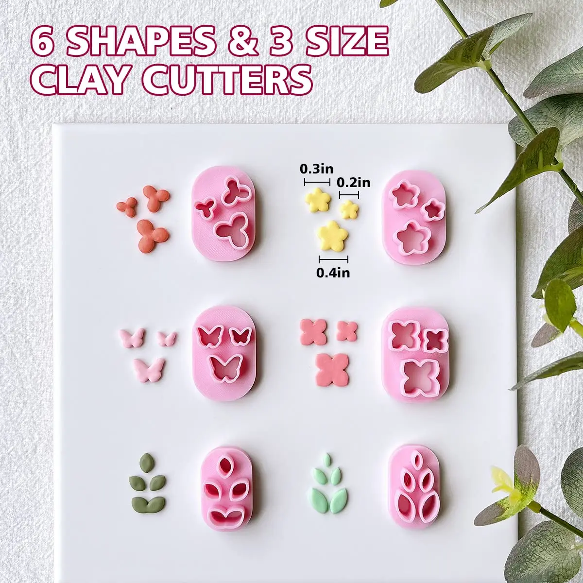 Plant Series and Mini Butterflies Shape Soft Pottery Polymer Mold Bohemian Clay Cutter Handmade Set of Embossed Cutting Mold