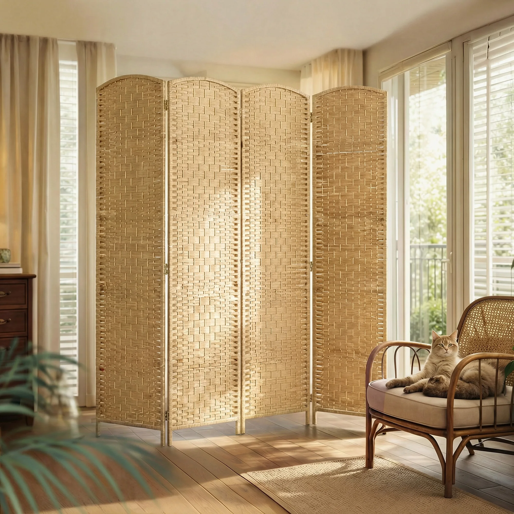 Room Divider, 6 Ft 4 Panel Fol - Shoji Screen Divider ulasan dan harga