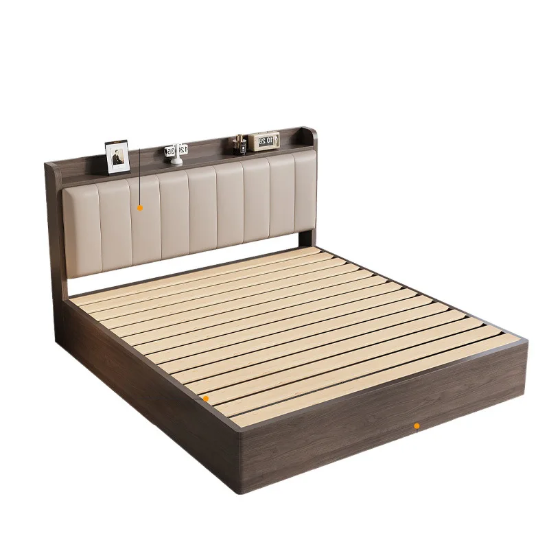 

Modern simple solid wood bed 1.8 household double, master bedroom 1.5 single, plate bed