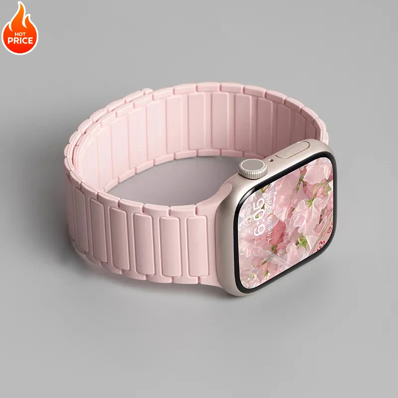 Magnetic Strap for Apple Watch Band 45mm 44mm 40mm 46mm 41mm 42mm 38Silicone Bracelet iWatch Series11 10 9 8 7 6 Se Ultra2 49mm