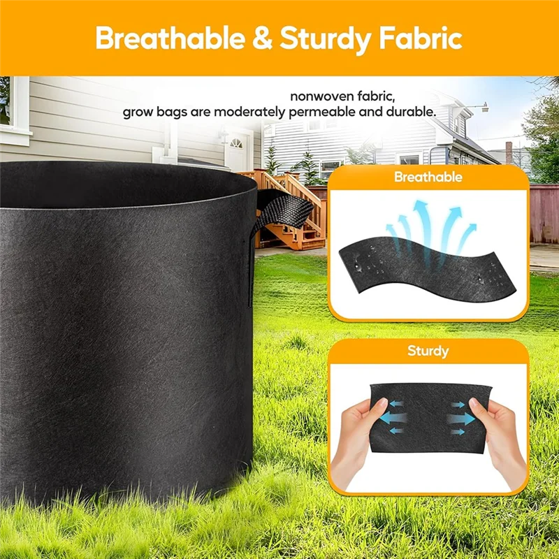 

AFOURT-12 шт. мешки для выращивания, 5-галонные горшки для цветов с ручками, нетканая ткань, сумка для аэрации, садоводство для Томото, картофеля