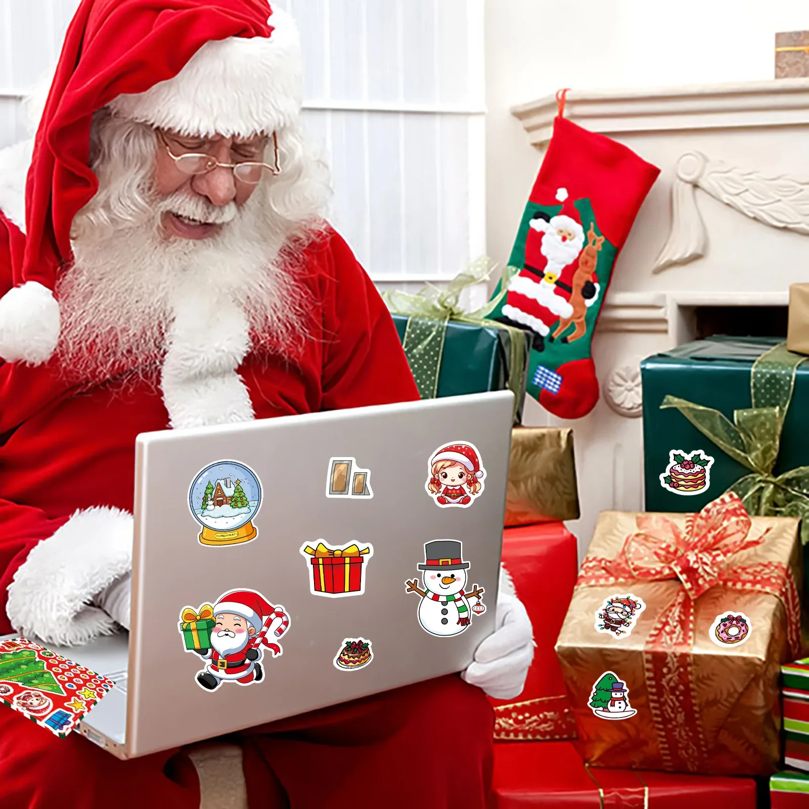 

8/16Sheets Cute Cartoon Christmas Puzzle Stickers Game Make a Face Assemble Jigsaw Toy Craft Sticker Decal Party