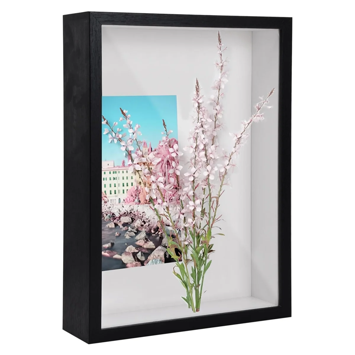 Shadow Box A4, 5CM Deep Box Photo Frame for Tabletop and Wall,3D Picture Frame Display Box for Crafts Memorabilia Black