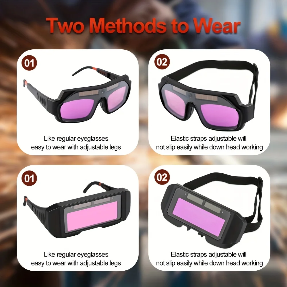 Gafas de soldadura con oscurecimiento automático, lentes de soldadura con 5 piezas de película protectora, con energía Solar, 1 Juego