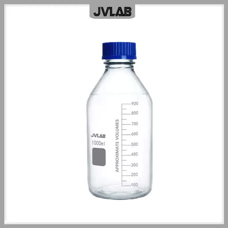 Reagent Bottle 1000mL Clear Glass Sample Bottle1L Laboratory Glassware Blue Screw GL45 Mouth