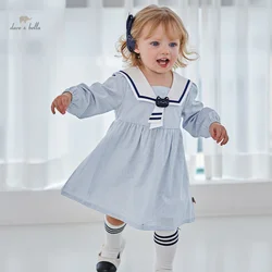 Dave Bella Girls Casual Princess Dress Baby Kids Light Blue Children Cotton Clothes Birthday Dresses for 2-9Y DB1248006