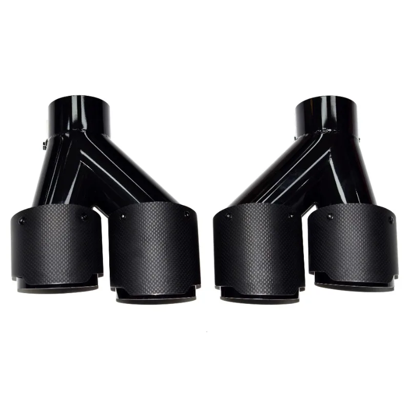 Matte Straight Carbon Stainless Steel Dual Black Tail Exhaust Tip Equal Length Muffler Pipe