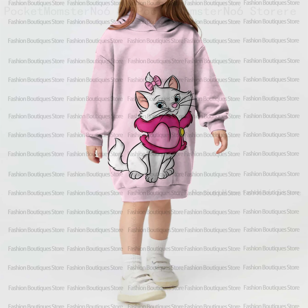 

Hot-Selling Autumn/Winter New Disney Cute Marie Cat Printed Loose and Fashionable Pullover Hoodie Sweatshirt for Baby Girls