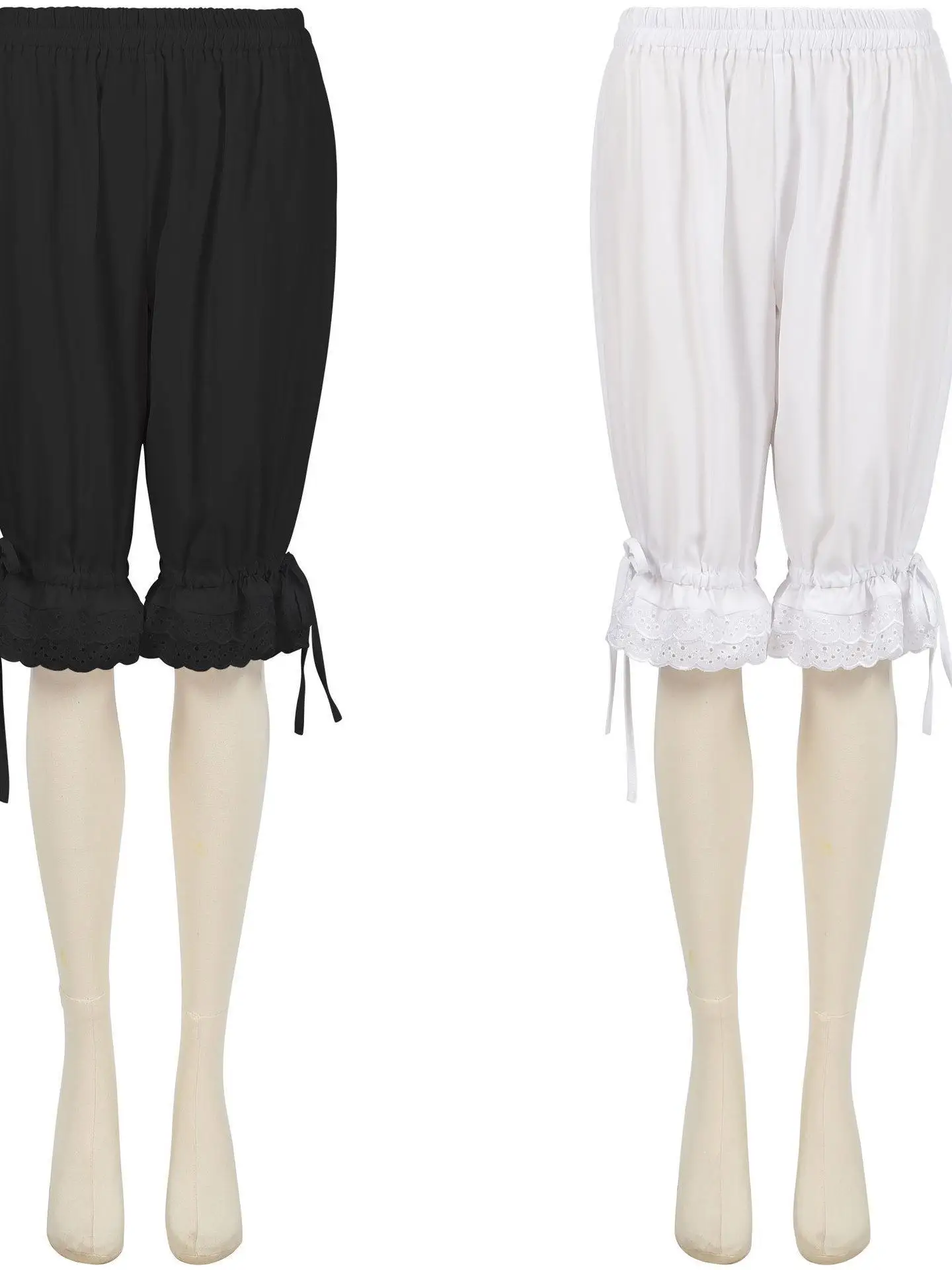 

Loose Women's Lantern Pants Lace Trimmed Five-Quarter Length Flower Lace Wide Leg Pants Autumn Season Polyester Fiber