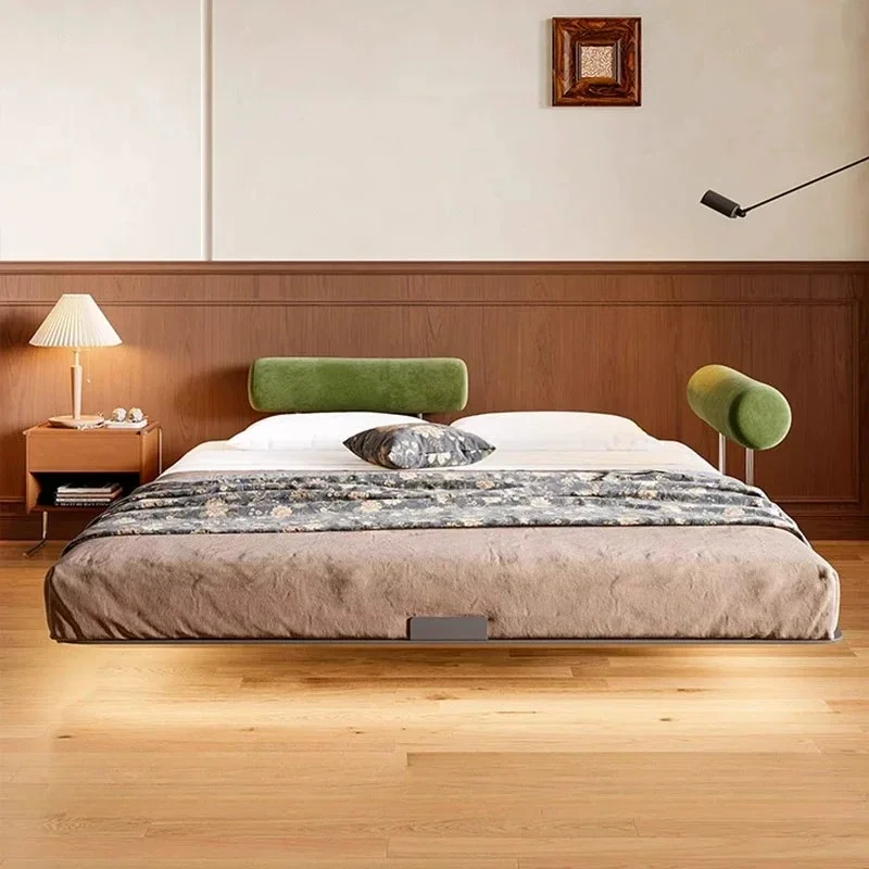 

Carbon steel Monnie suspension bed simple modern fabric small apartment master bedroom wrought iron steel frame bed