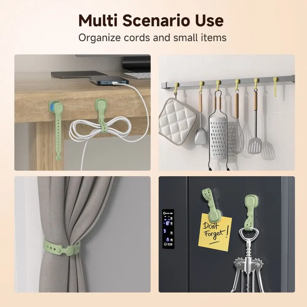 

New Silicone Magnetic Cable Ties Adjustable Hook Reusable Cord Organizer Durable Wire Winding Management