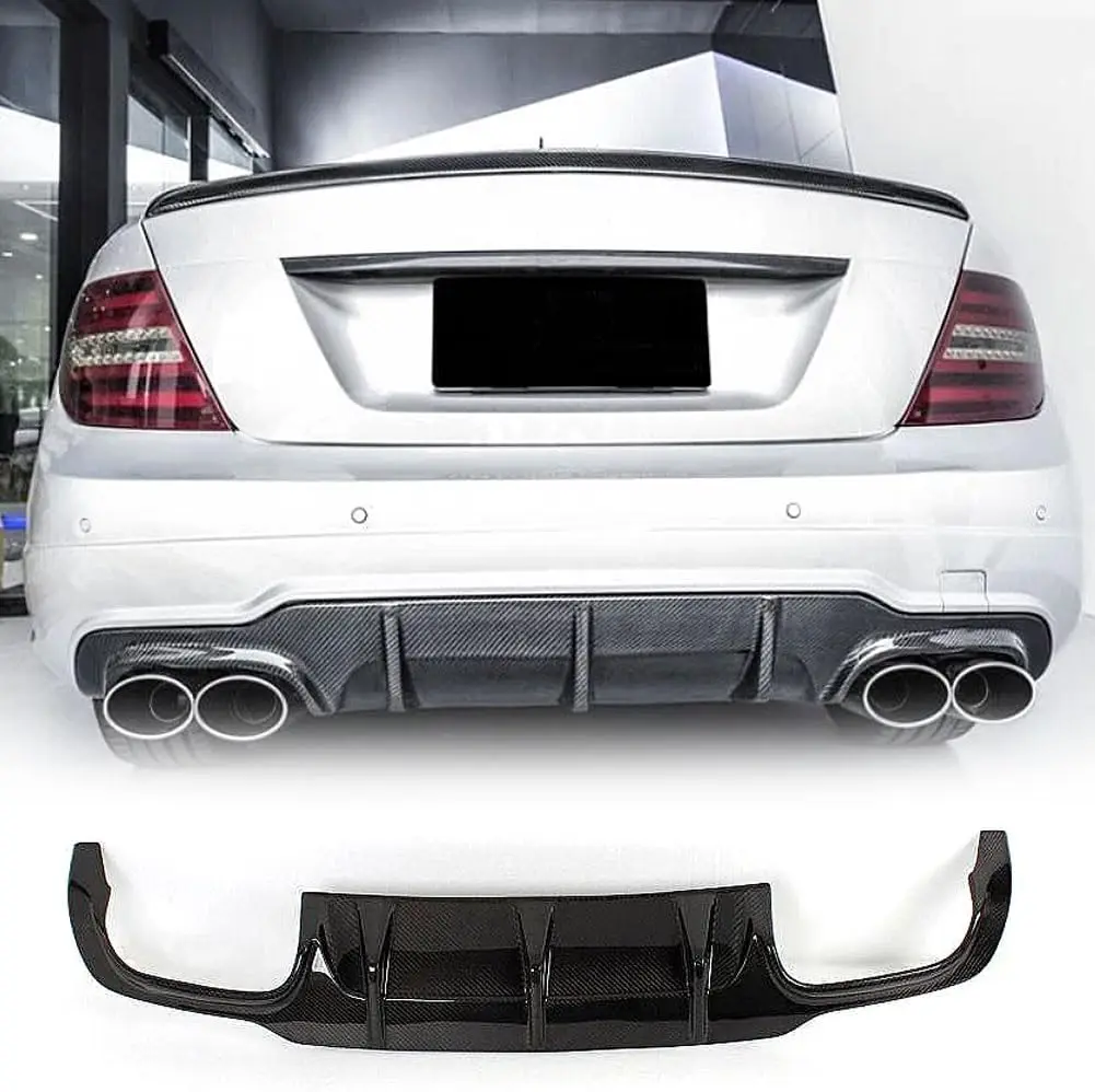 Carbon Fiber Rear Diffuser for Mercedes Benz C Class W204 C300 Sport C63 AMG Sedan Facelift 2012-2014