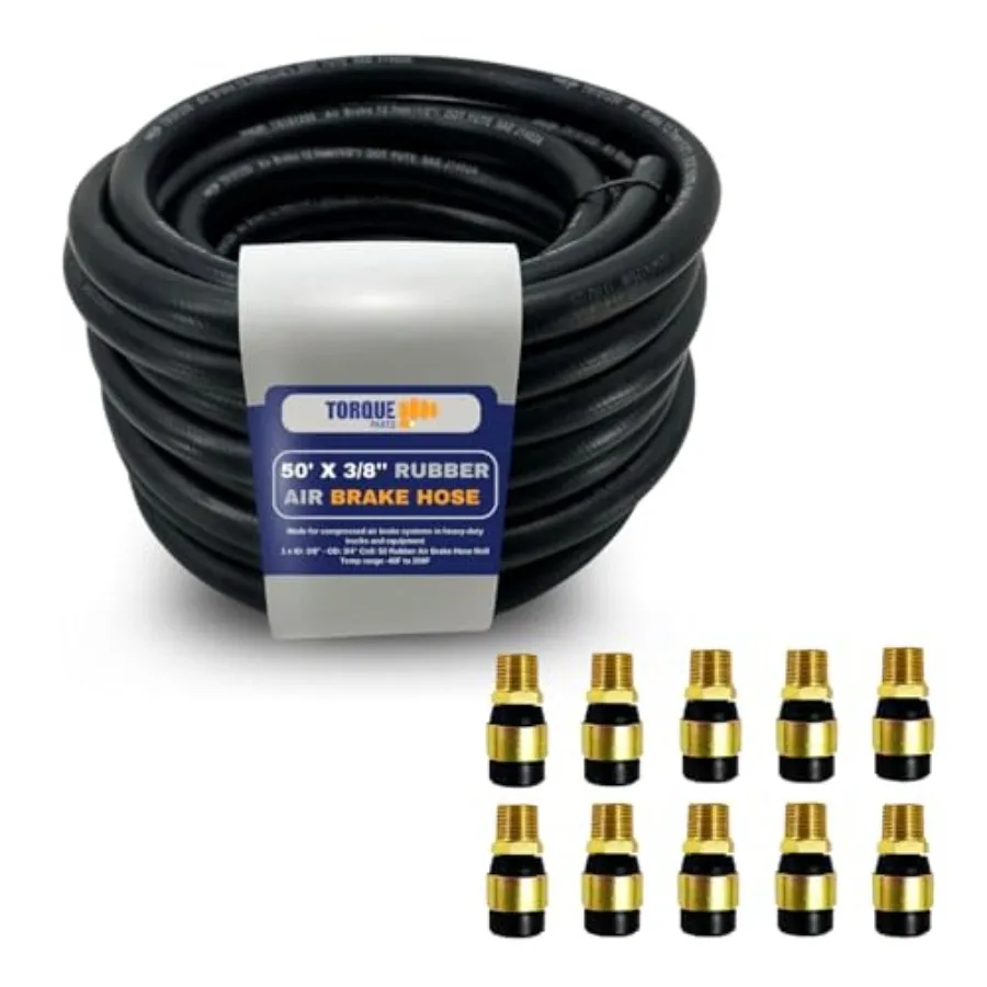 

Резиновый воздушный тормозной шланг 3/8 x 50 футов, черный, заменяет Continental 9003006 с 10 шт. наружными фитингами NPT, замена пневматической системы F